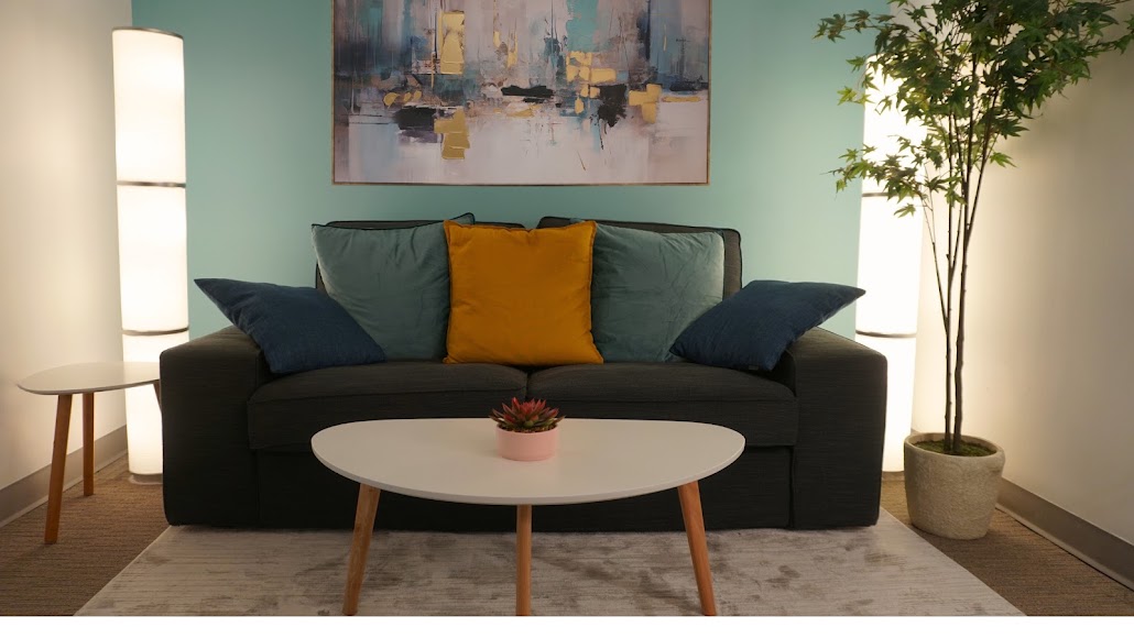 A welcoming sitting area shown on the AE Therapy website